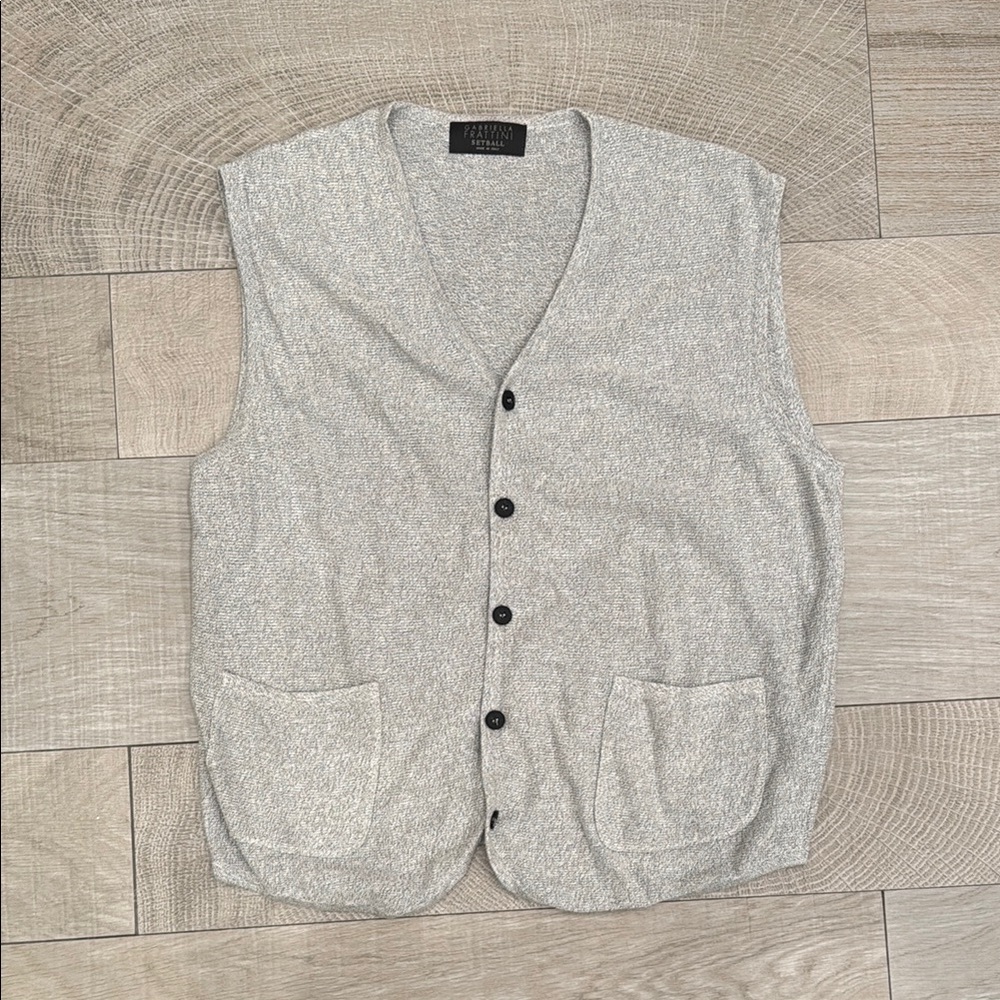 Gray Sleeveless Cardigan Vest